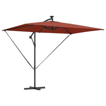 vidaXL Sonnenschirm mit LED-Lichtleisten Terrakotta 294 x 200 x 270 cm