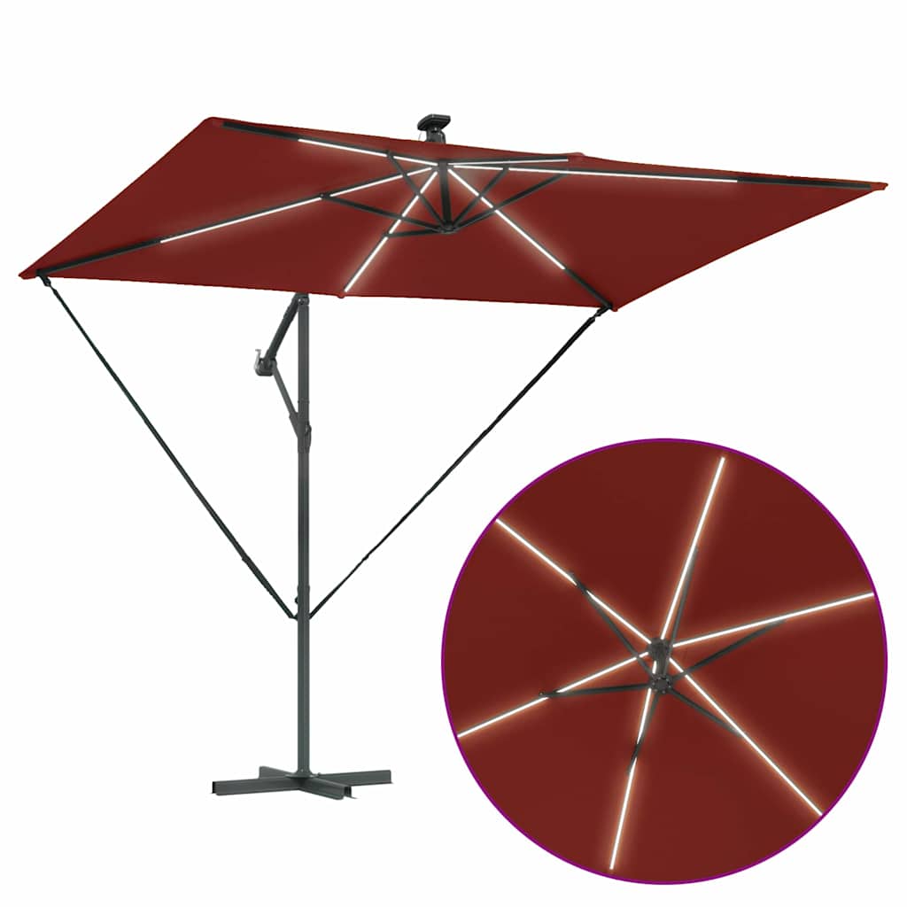 vidaXL Sonnenschirm mit LED-Lichtleisten Terrakotta 294 x 200 x 270 cm