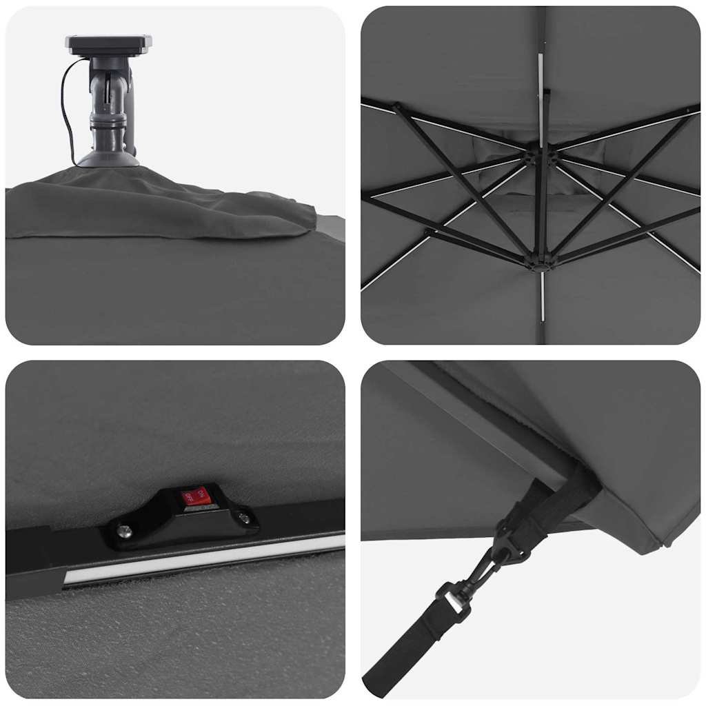 vidaXL Parasol déporté Banane anthracite 249 x 249 x 250 cm