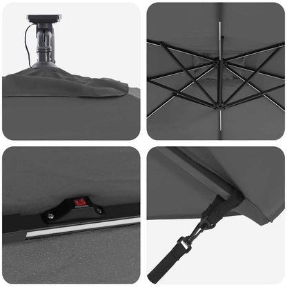 vidaXL Parasol déporté Banane anthracite 249 x 249 x 250 cm