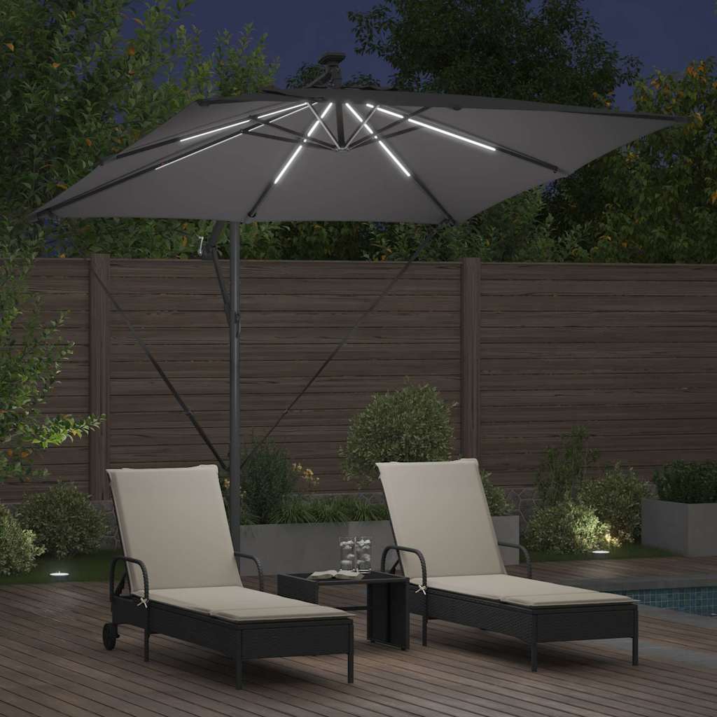 vidaXL Parasol déporté Banane anthracite 249 x 249 x 250 cm
