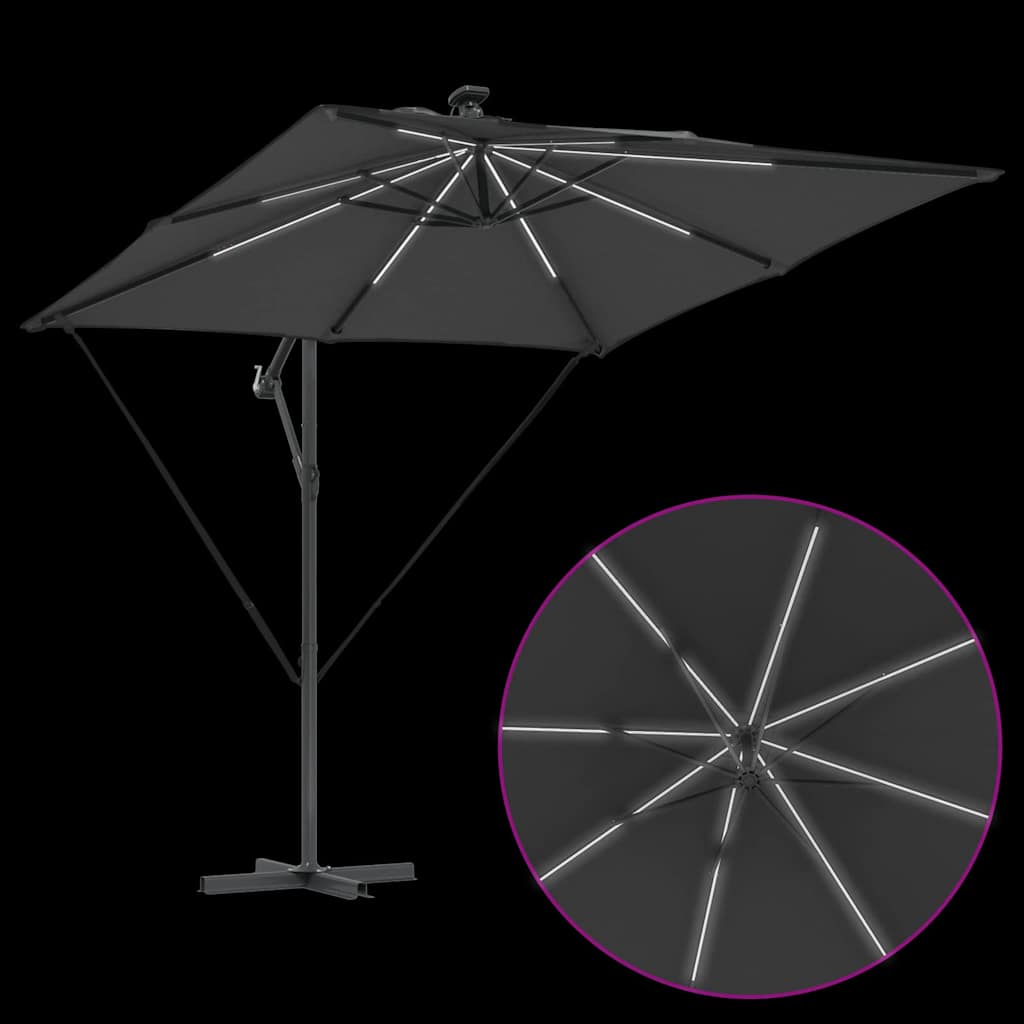 vidaXL Parasol déporté Banane anthracite 249 x 249 x 250 cm