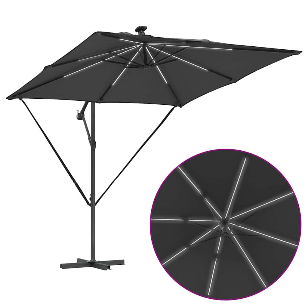 vidaXL Parasol déporté Banane anthracite 249 x 249 x 250 cm