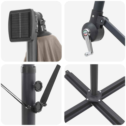 Auskragender Bananenschirm Taupe 249 x 249 x 250 cm