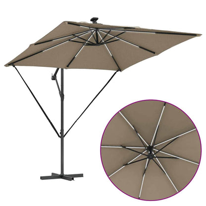 vidaXL Parasol déporté Banane Taupe 249 x 249 x 250 cm