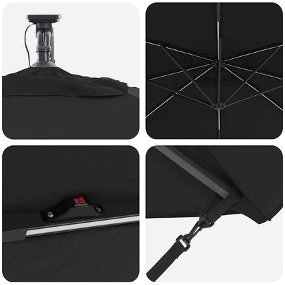 vidaXL Parasol déporté bananier Noir 249 x 249 x 250 cm