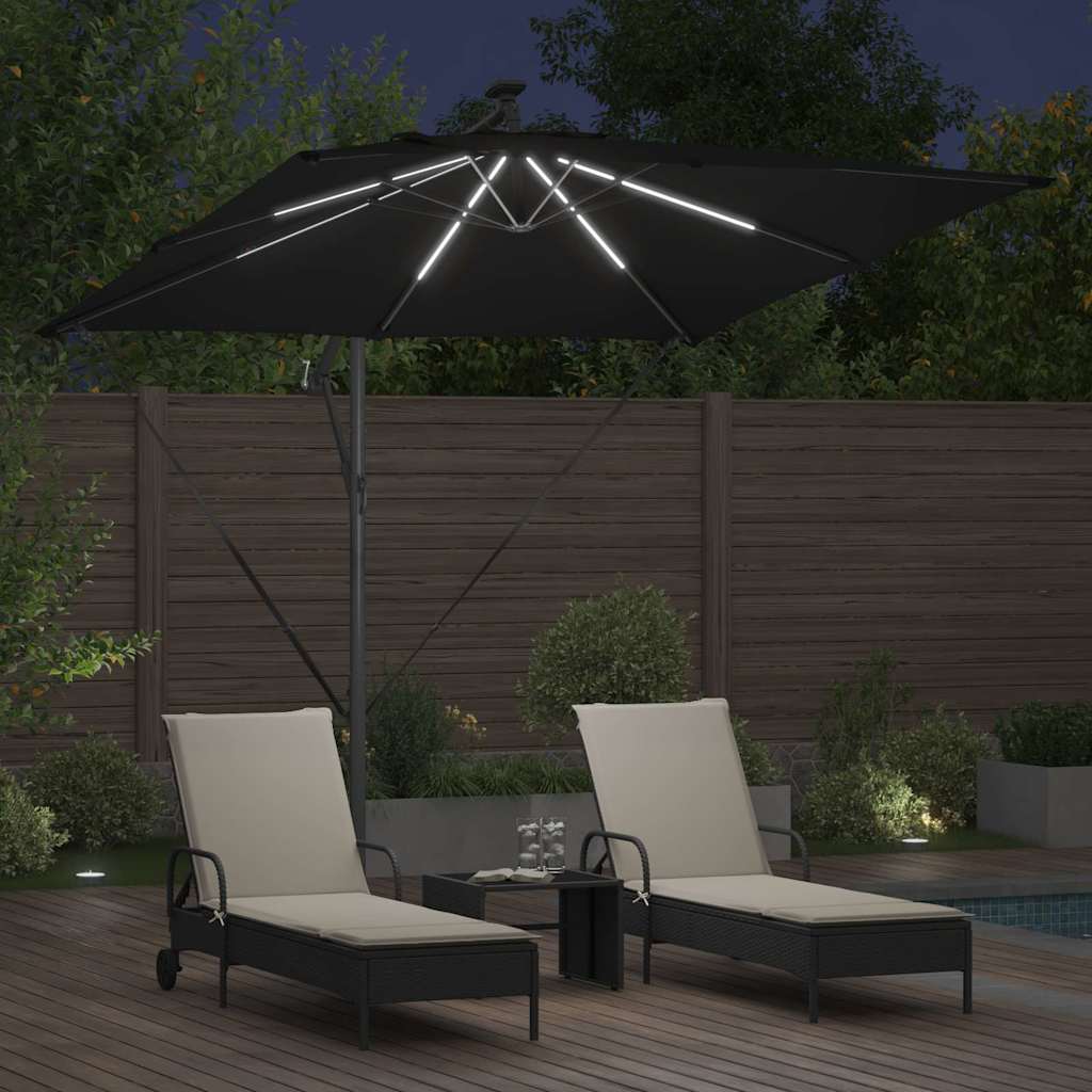vidaXL Parasol déporté bananier Noir 249 x 249 x 250 cm