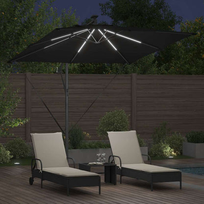 vidaXL Parasol déporté bananier Noir 249 x 249 x 250 cm