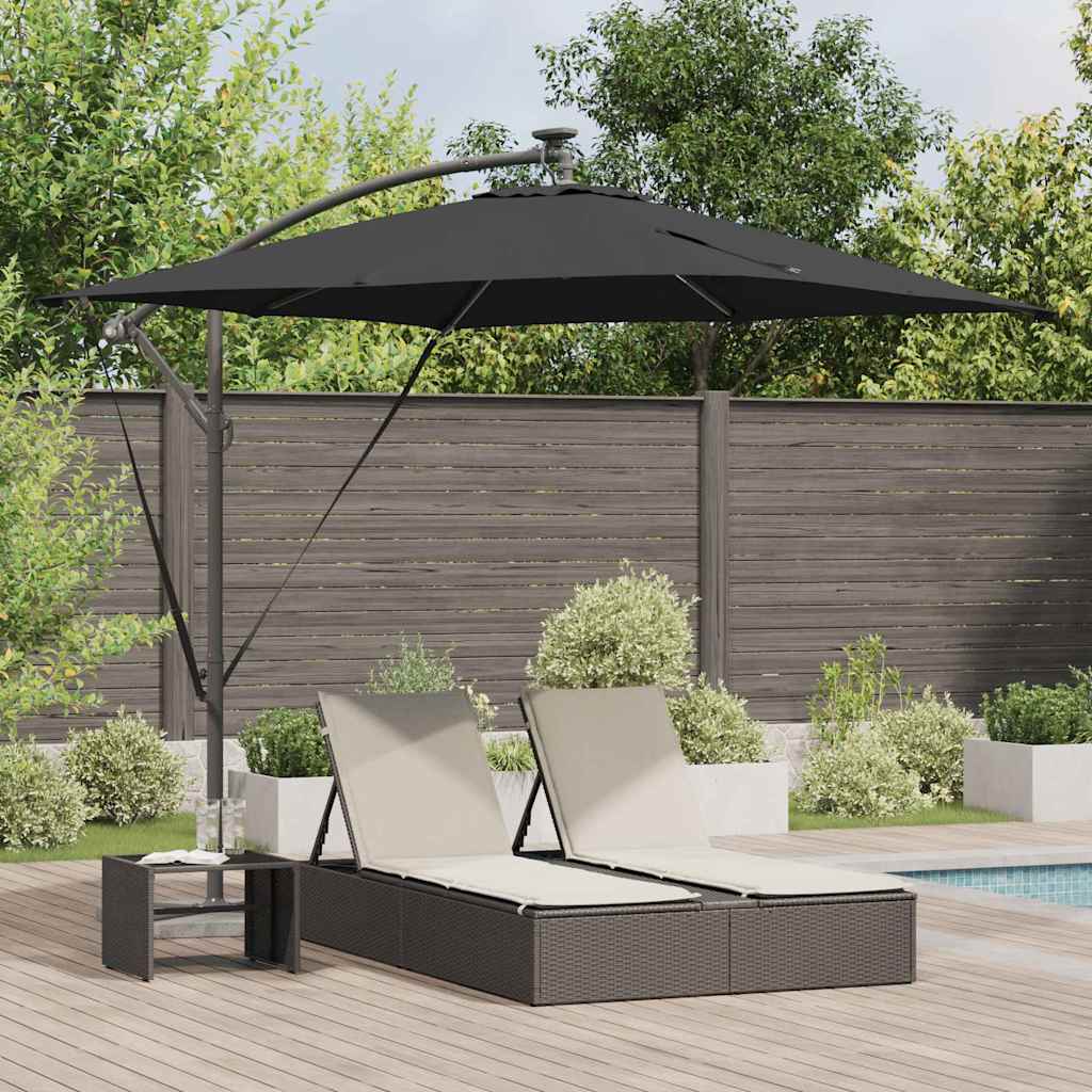 vidaXL Parasol déporté bananier Noir 249 x 249 x 250 cm