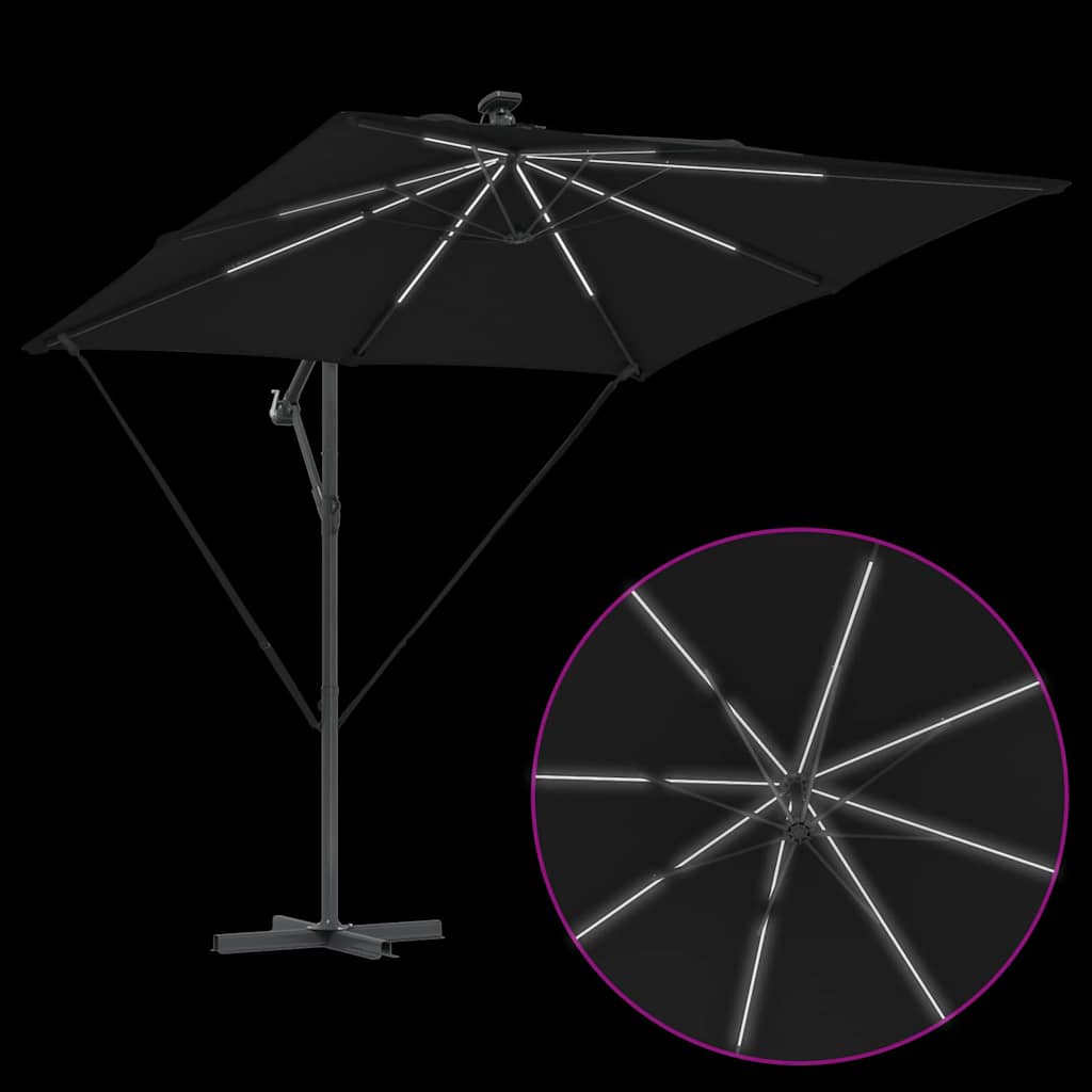 vidaXL Parasol déporté bananier Noir 249 x 249 x 250 cm