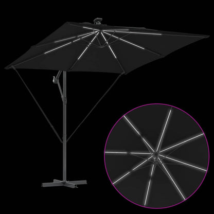 vidaXL Parasol déporté bananier Noir 249 x 249 x 250 cm