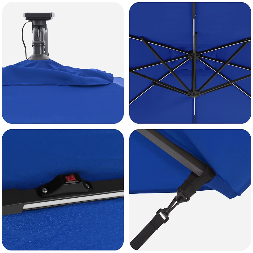 vidaXL Parasol déporté bananier bleu 249 x 249 x 250 cm