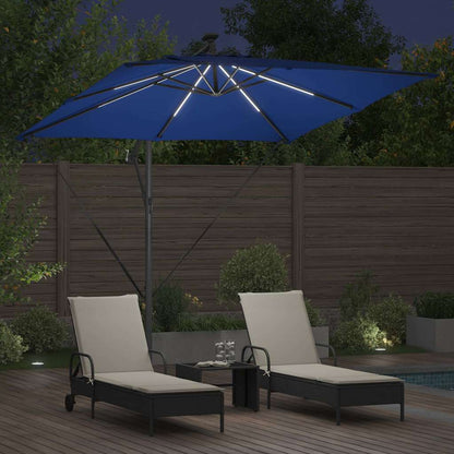 vidaXL Parasol déporté bananier bleu 249 x 249 x 250 cm