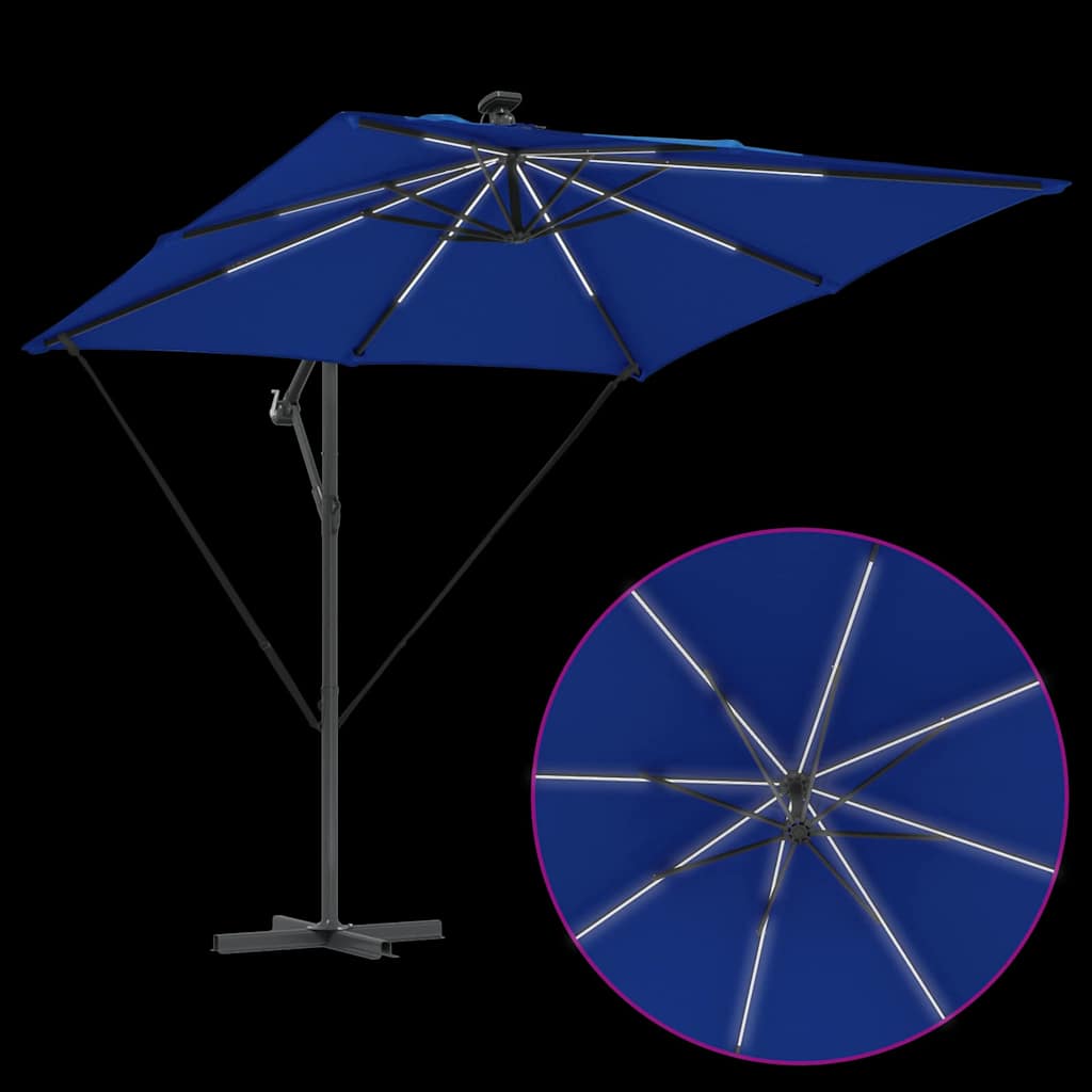 vidaXL Parasol déporté bananier bleu 249 x 249 x 250 cm