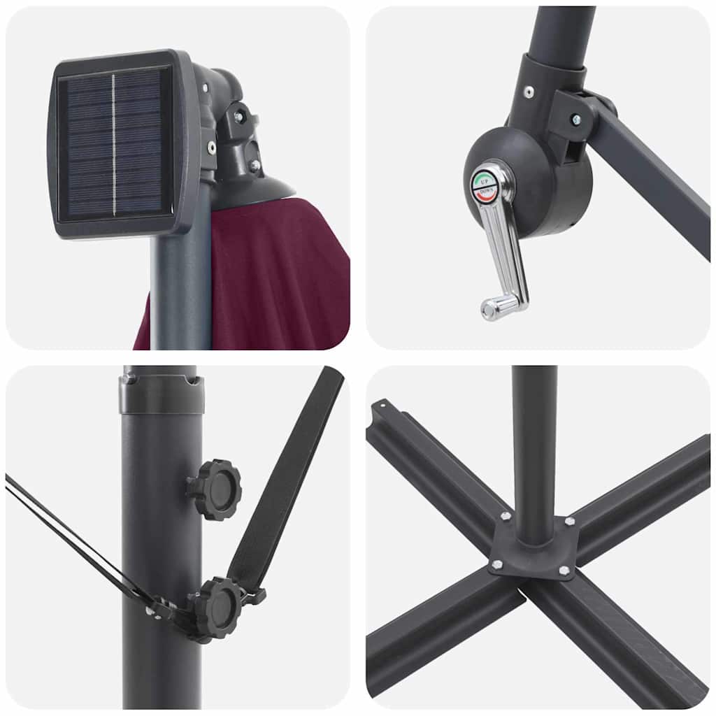 Auskragender Bananenschirm Bordeauxrot 249 x 249 x 250 cm