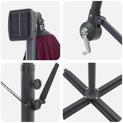 Auskragender Bananenschirm Bordeauxrot 249 x 249 x 250 cm