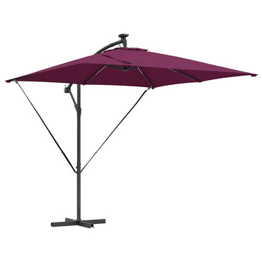 vidaXL Parasol déporté banane bordeaux 249 x 249 x 250 cm