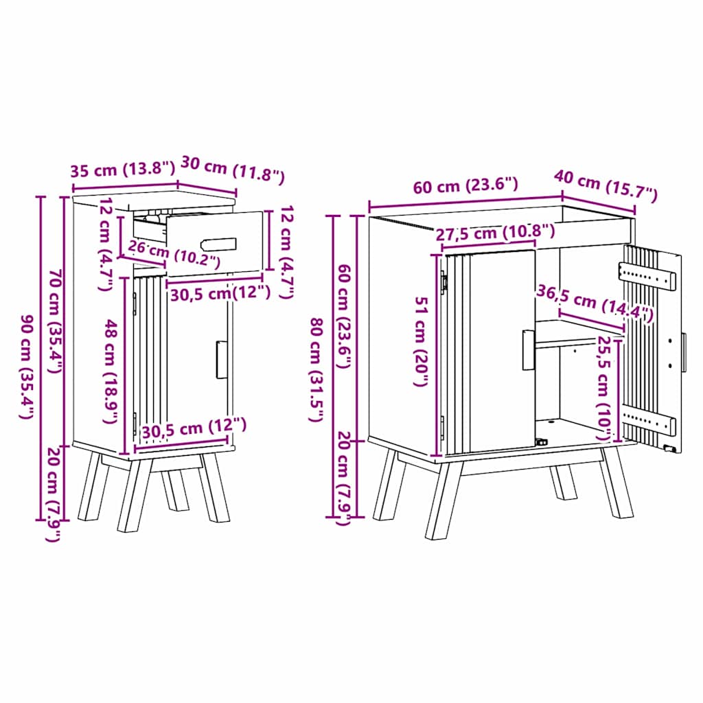 Badezimmermöbel-Set mit Regal 2 pcs Braun Massivholz Kiefer