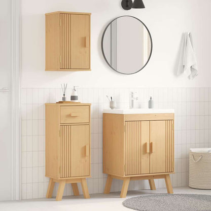 Badezimmermöbel-Set mit Regal 3 pcs Braun Massivholz Kiefer