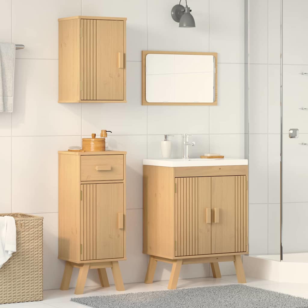 Badezimmermöbel-Set mit Regal 3 pcs Braun Massivholz Kiefer