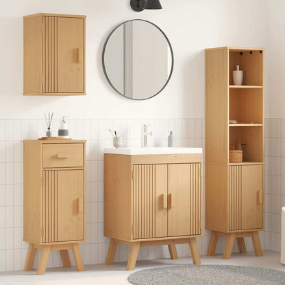 vidaXL Badezimmermöbel-Set mit Regal 4 pcs Braun Massivholz Kiefer