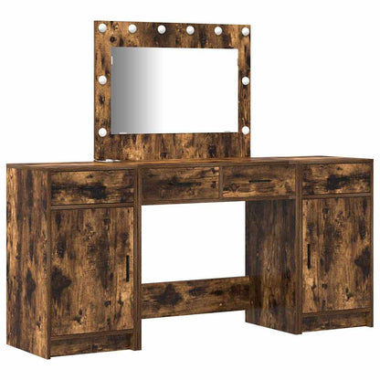 Schminktisch mit Spiegelbeleuchtung 3 pcs Braun Holzwerkstoff