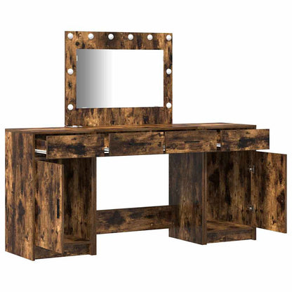 Schminktisch mit Spiegelbeleuchtung 3 pcs Braun Holzwerkstoff