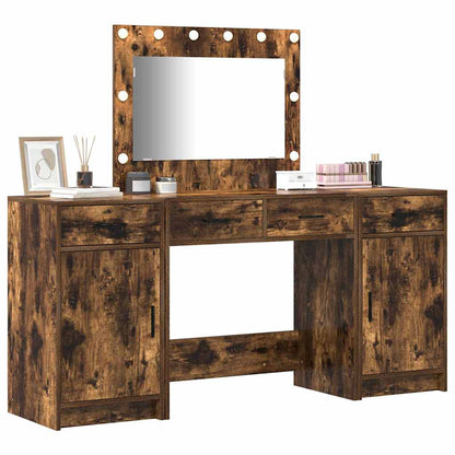 Schminktisch mit Spiegelbeleuchtung 3 pcs Braun Holzwerkstoff