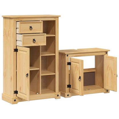 vidaXL 2-teiliges Badmöbel-Set "Corona" Massivholz Kiefer