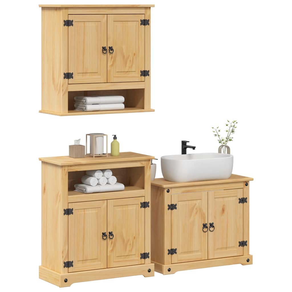 vidaXL Ensemble de meubles de salle de bain 3 pièces CoronaBois de pin massif