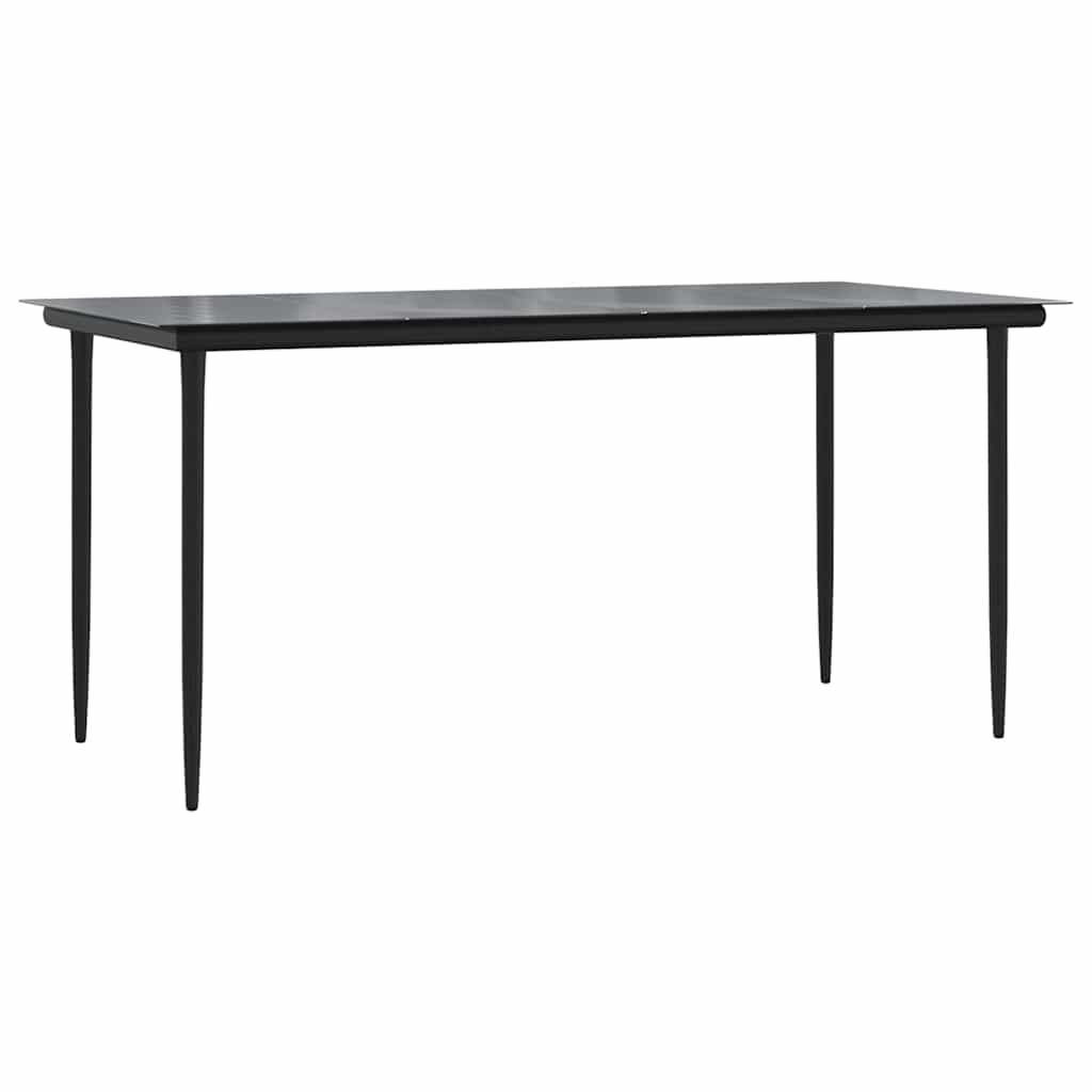 vidaXL Ensemble de salle à manger de jardin 7 pièces en résine tressée noire et verre
