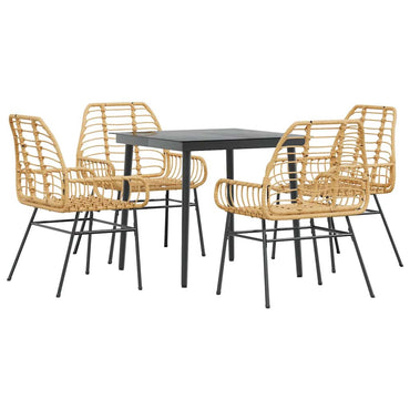 vidaXL 5-teiliges Garten-Esszimmerset Braunes Polyrattanglas
