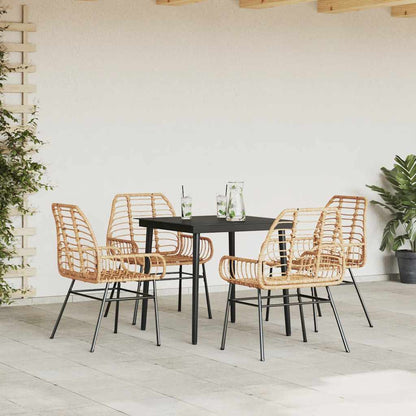 vidaXL 5-teiliges Garten-Esszimmerset Braunes Polyrattanglas