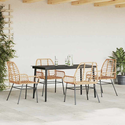 vidaXL Salon de jardin 5 pcs Marron Résine tressée et verre