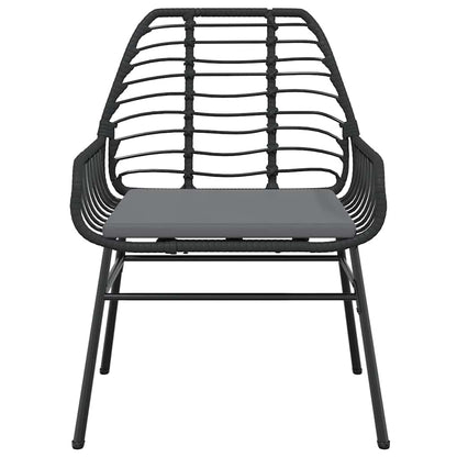 vidaXL 5-tlg. Garten-Essgruppe mit Kissen Schwarz Poly Rattan Glas