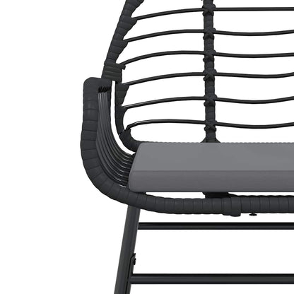 vidaXL 5-tlg. Garten-Essgruppe mit Kissen Schwarz Poly Rattan Glas