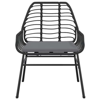 vidaXL 5-tlg. Garten-Essgruppe mit Kissen Schwarz Poly Rattan Glas