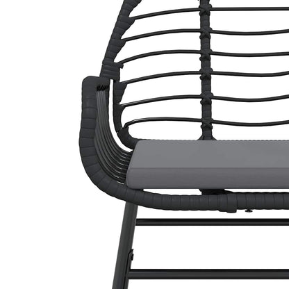 vidaXL 5-tlg. Garten-Essgruppe mit Kissen Schwarz Poly Rattan Glas