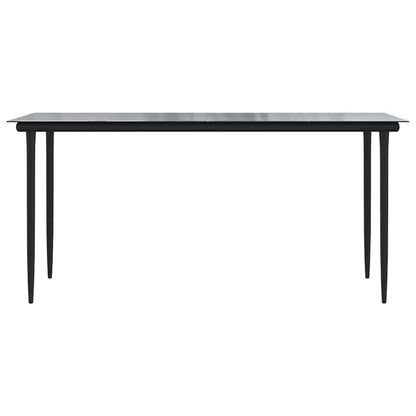 7-tlg. Garten-Essgruppe mit Kissen Schwarz Poly Rattan Glas