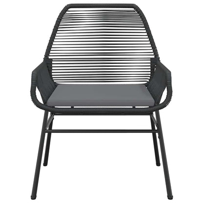 vidaXL 5-tlg. Garten-Essgruppe mit Kissen Schwarz Poly Rattan Glas