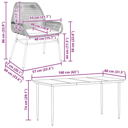 vidaXL 5-tlg. Garten-Essgruppe mit Kissen Schwarz Poly Rattan Glas