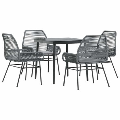 vidaXL 5-tlg. Garten-Essgruppe mit Kissen Grau Poly Rattan Glas