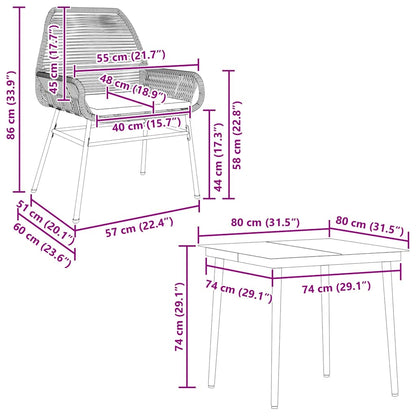 vidaXL 5-tlg. Garten-Essgruppe mit Kissen Grau Poly Rattan Glas