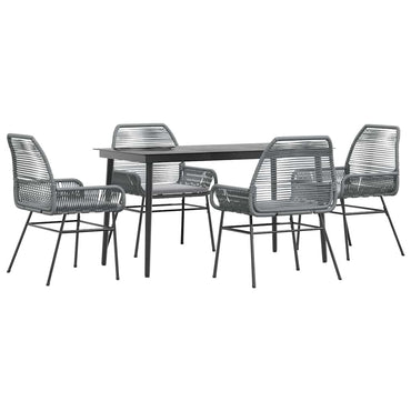 vidaXL 5-tlg. Garten-Essgruppe mit Kissen Grau Poly Rattan Glas