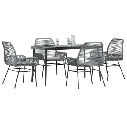 vidaXL 5-tlg. Garten-Essgruppe mit Kissen Grau Poly Rattan Glas