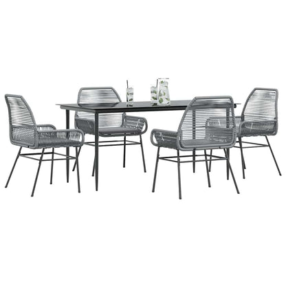 vidaXL 5-tlg. Garten-Essgruppe mit Kissen Grau Poly Rattan Glas