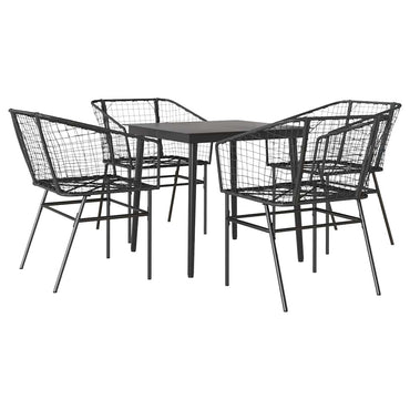 vidaXL 5-teiliges Garten-Esszimmerset aus schwarzem Polyrattanglas