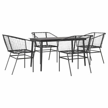 vidaXL 5-teiliges Garten-Esszimmerset aus schwarzem Polyrattanglas