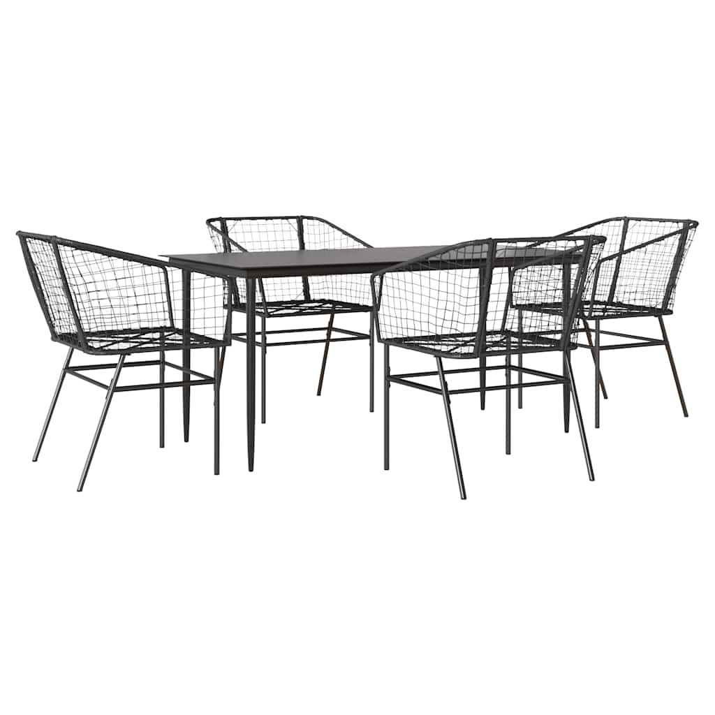 vidaXL 5-teiliges Garten-Esszimmerset aus schwarzem Polyrattanglas