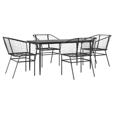 vidaXL 5-teiliges Garten-Esszimmerset aus schwarzem Polyrattanglas